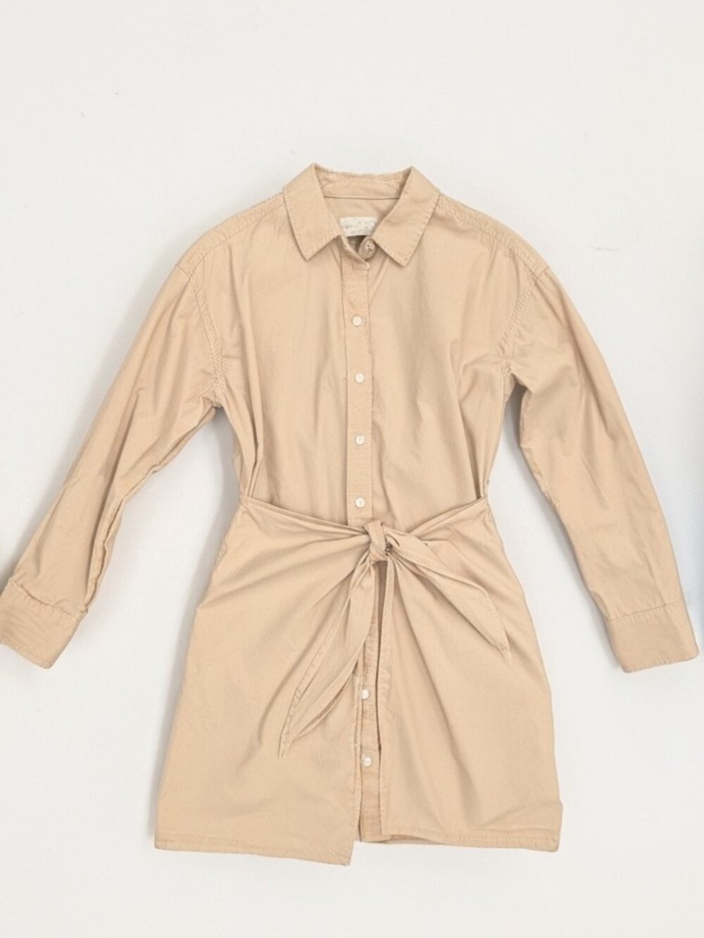 Universal Thread Tie-Front Shirt Dress Minimalist Quiet Luxury Neutral XS
